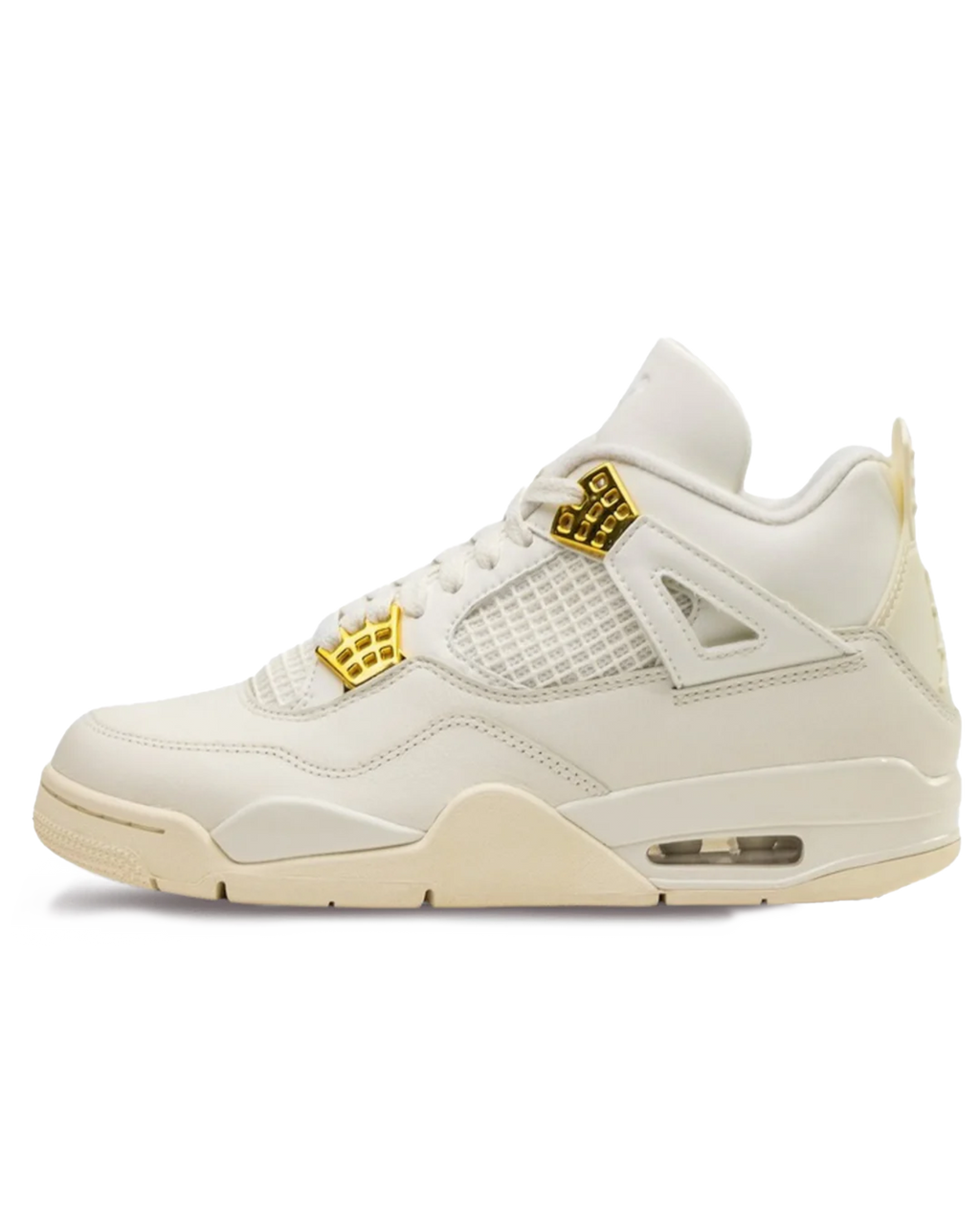 Air Jordan 4 Retro 'Metallic Gold' side view transparent background