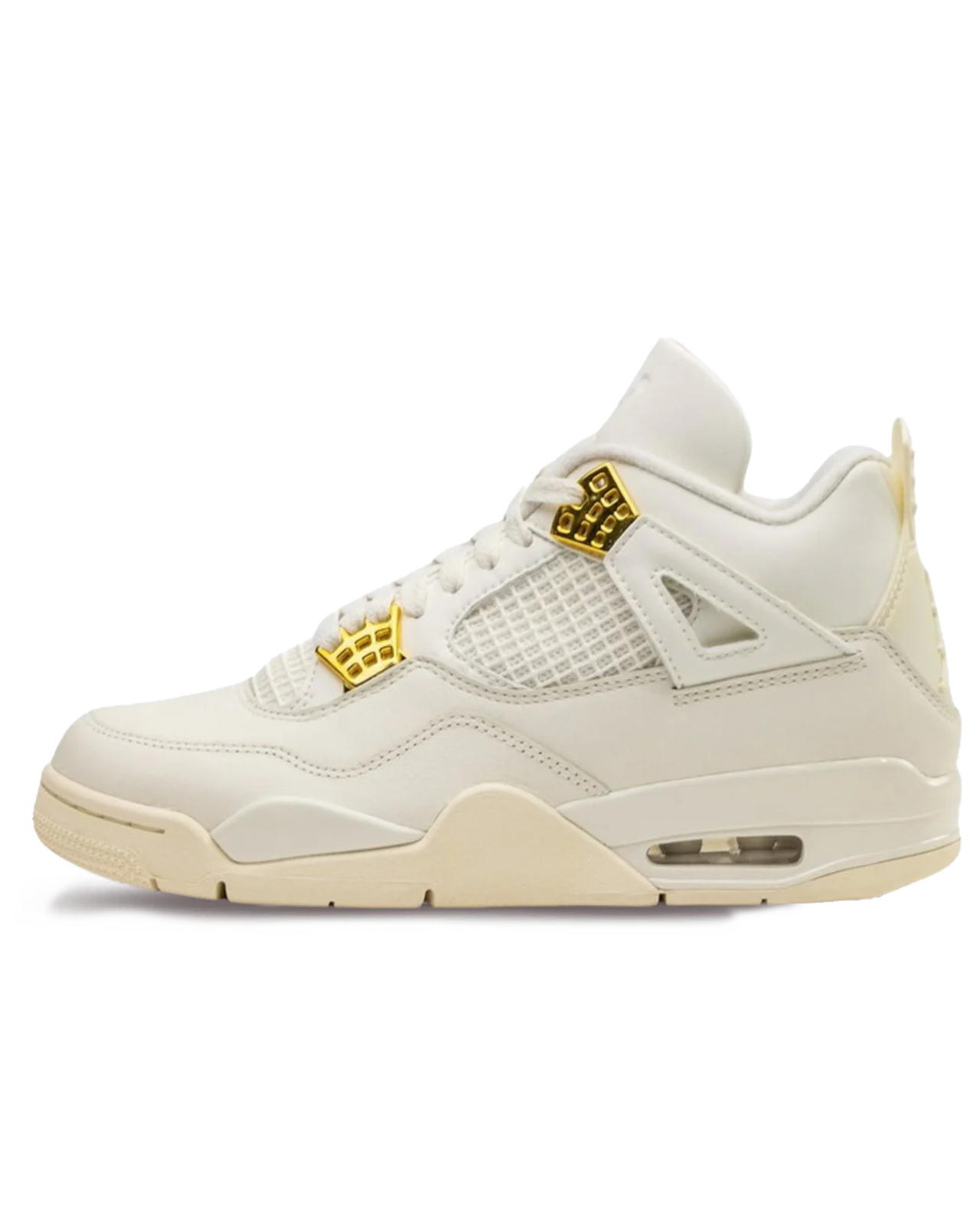 Air Jordan 4 Retro 'Metallic Gold' side view transparent background