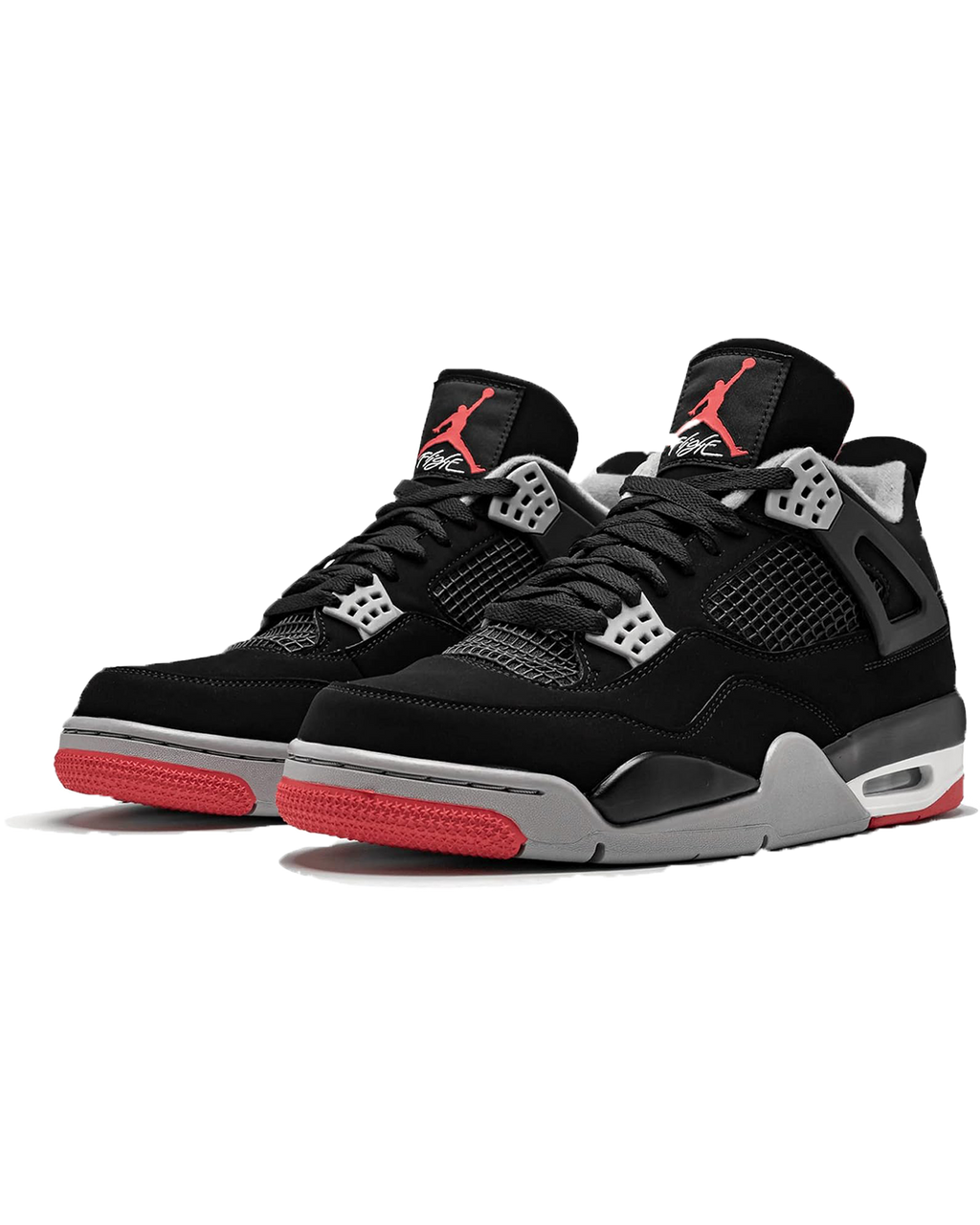 Air Jordan 4 Retro Bred side view transparent background