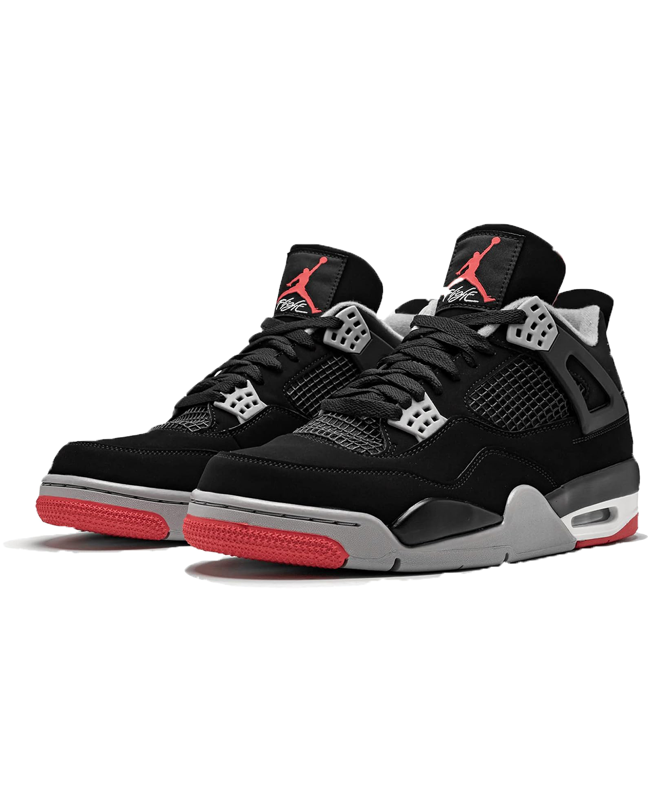 Air Jordan 4 Retro Bred side view transparent background