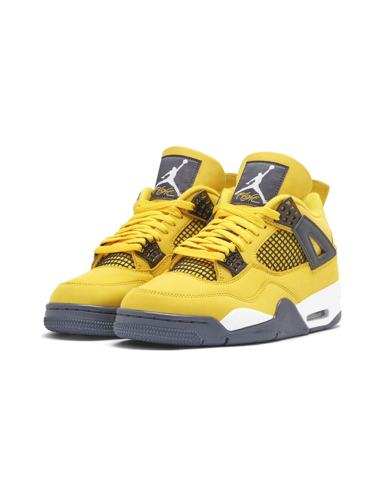 Air Jordan 4 'Lightning' 60 degree angle view 4k quality