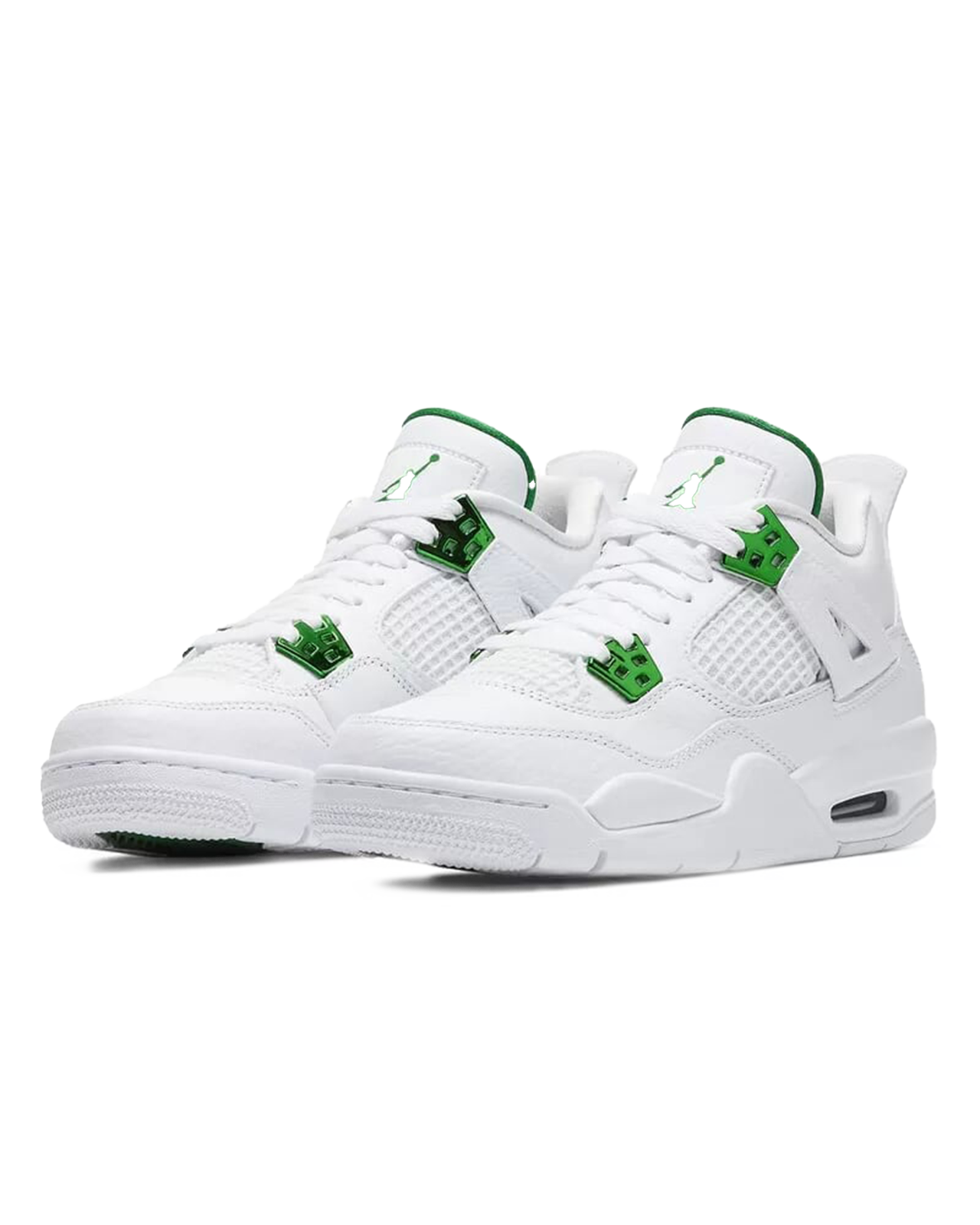 Air Jordan 4 'Metallic Green' side view transparent background
